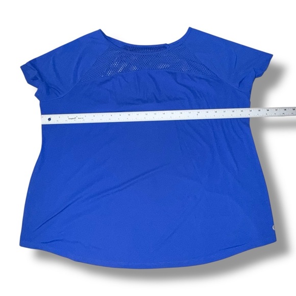 LANE BRYANT LIVI ACTIVE Wicking Mesh Inset Active Tee - 18/20 Blue Marine - Picture 7 of 12